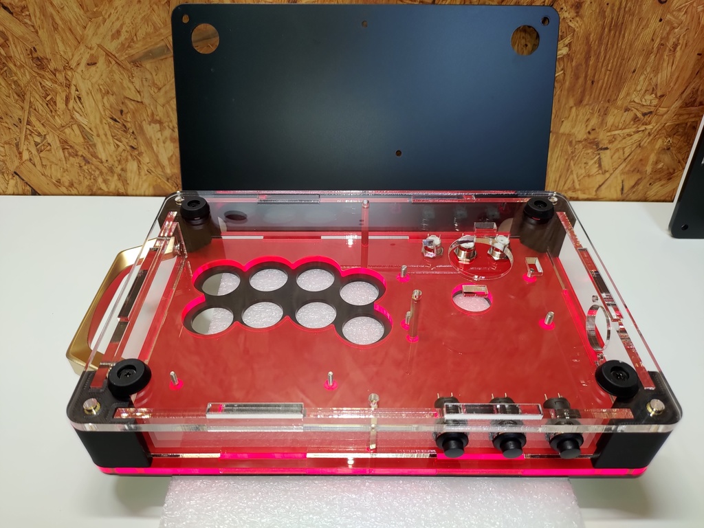 黒/赤 24mmボタン型、三和JLF専用薄型コンパクトアケコンケース