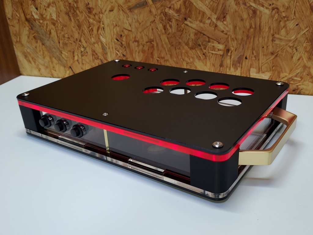 黒/赤 24mmボタン型、三和JLF専用薄型コンパクトアケコンケース