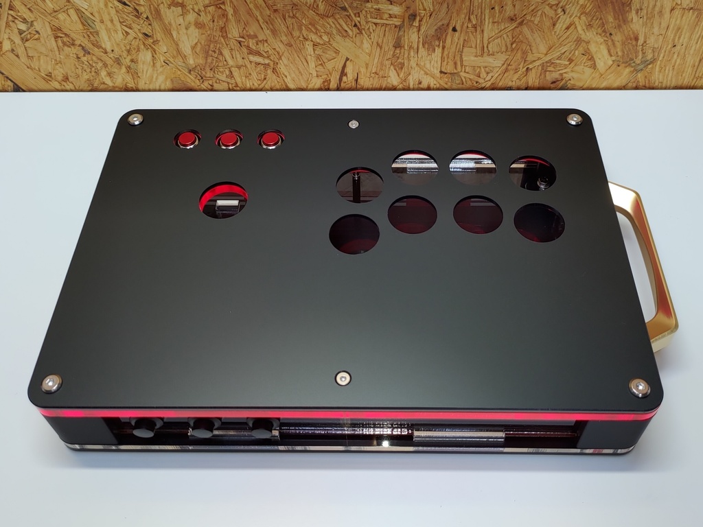 黒/赤 24mmボタン型、三和JLF専用薄型コンパクトアケコンケース