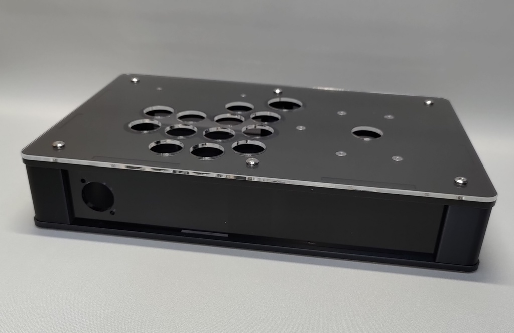 中型24mmボタン仕様コンパクトアケコンケース高さ45mm(中サイズ)ストッパー式メカクシキャップ2個付き