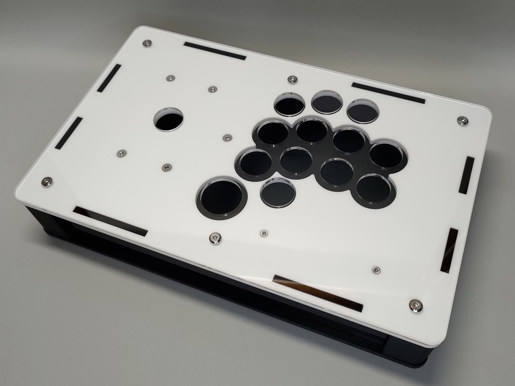 中型24mmボタン仕様コンパクトアケコンケース高さ45mm(中サイズ)ストッパー式メカクシキャップ2個付き