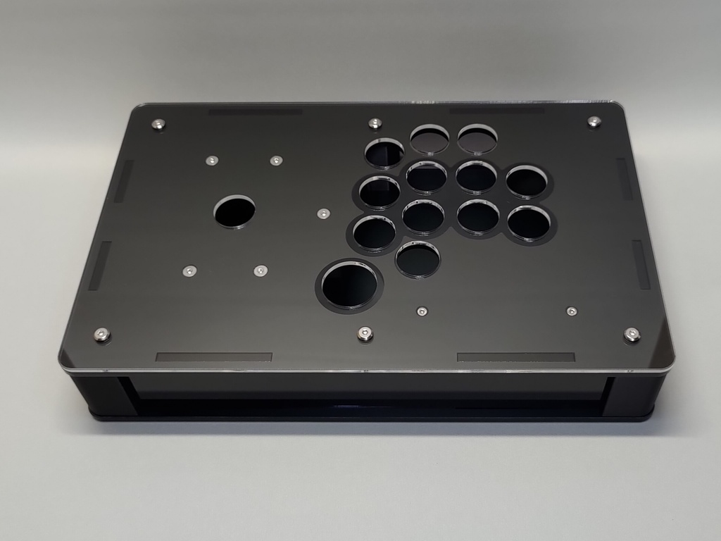 中型24mmボタン仕様コンパクトアケコンケース高さ45mm(中サイズ)ストッパー式メカクシキャップ2個付き