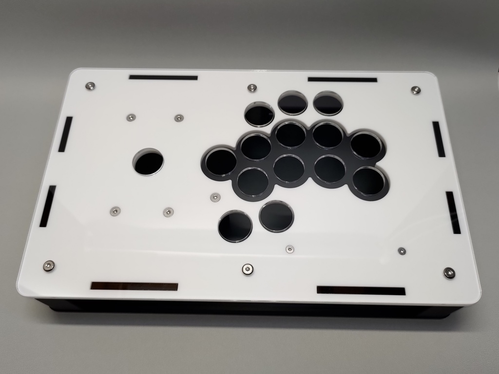 即納中型オール24mmボタン仕様コンパクトアケコンケースタイプ2高さ45mm ストッパー式メカクシキャップ3個付き