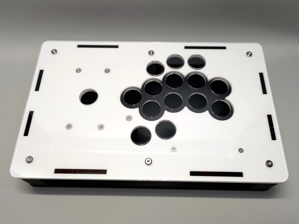 即納中型オール24mmボタン仕様コンパクトアケコンケースタイプ2高さ45mm ストッパー式メカクシキャップ3個付き