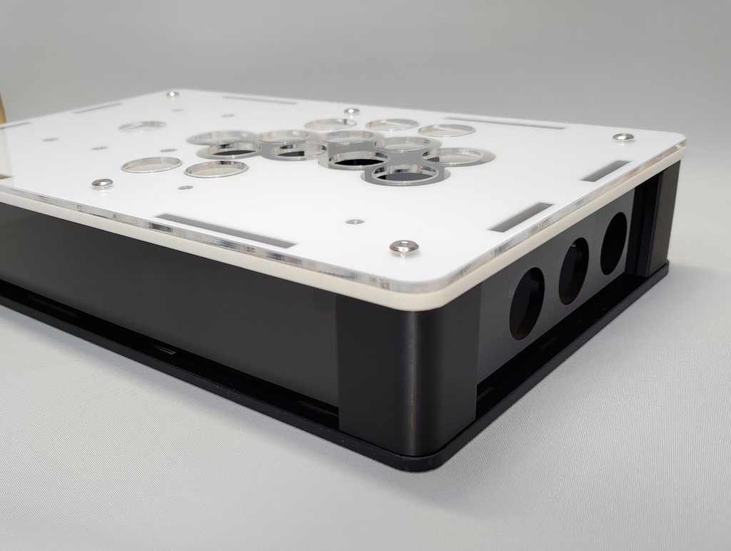 即納中型オール24mmボタン仕様コンパクトアケコンケースタイプ2高さ45mm ストッパー式メカクシキャップ3個付き