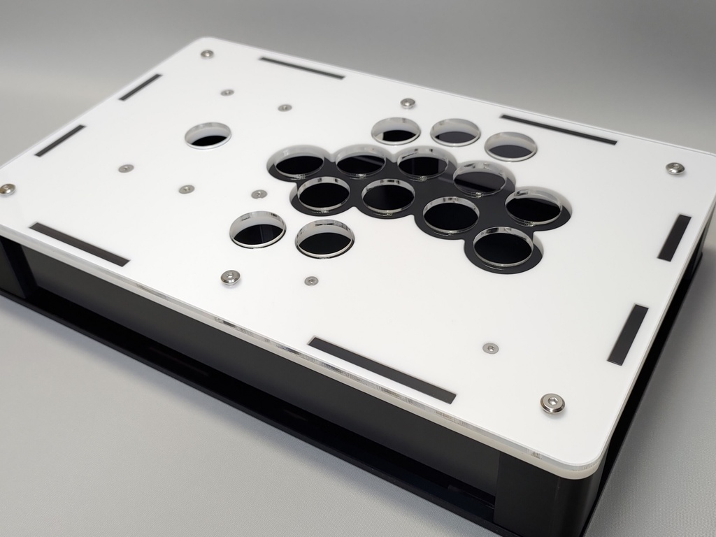 即納中型オール24mmボタン仕様コンパクトアケコンケースタイプ2高さ45mm ストッパー式メカクシキャップ3個付き