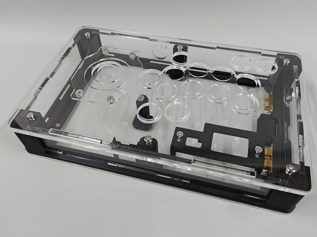 中型レバーオール24mmボタン使用アケコンケースタイプ3plus 開閉機構 メカクシキャップ2個付き