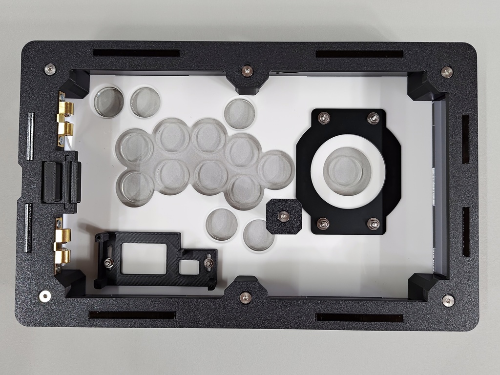 中型レバーオール24mmボタン使用アケコンケースタイプ3plus 開閉機構 メカクシキャップ2個付き