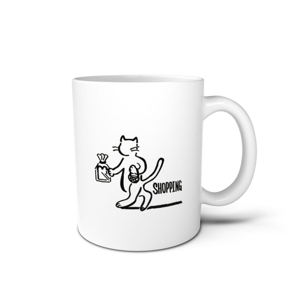 買い物をする猫・マグカップ