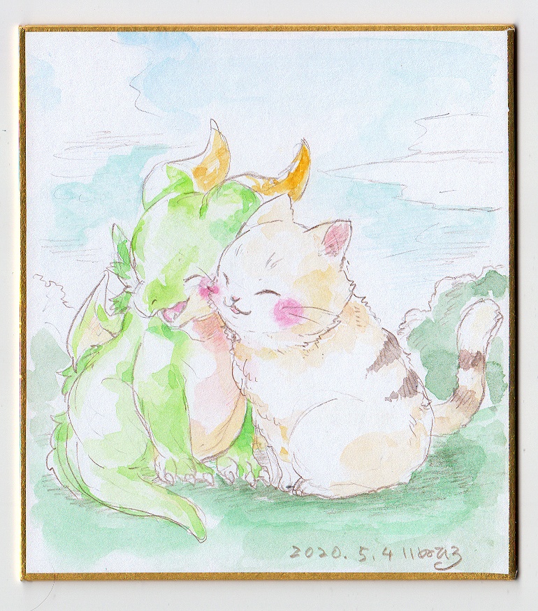 【売り切れ】ドラねこ・色紙1（12×13.5㎝）