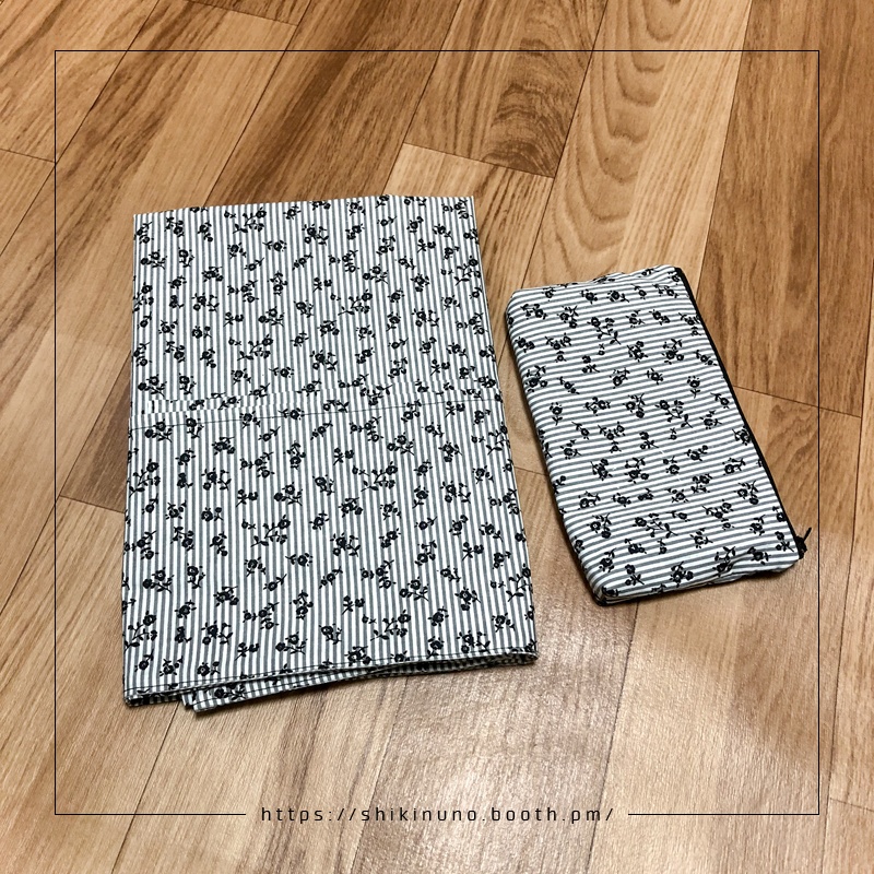 【敷布】ストライプ小花柄(ポーチ付き)