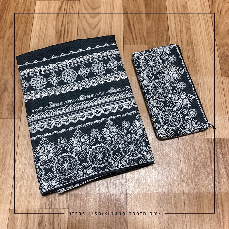 【敷布】デニム調プリントレース(ポーチ付き)