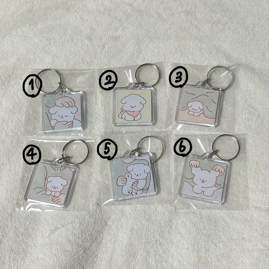 【白いおいぬ】手描きキーホルダー