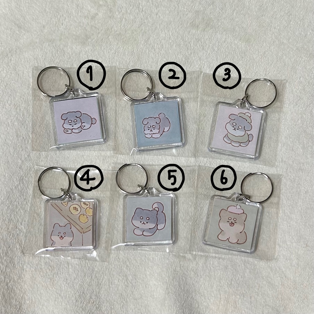 【シュナウザーとしば犬】手描きキーホルダー