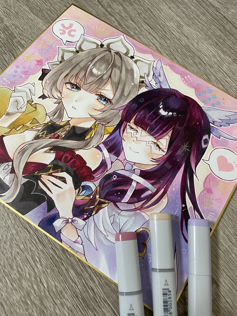 原神ファンアート 手描きイラスト サンドローネ コロンビーナ