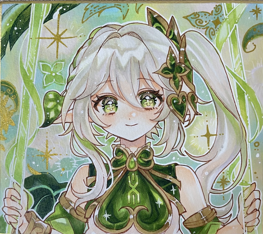 原神　ファンアート　ナヒーダ　手描きイラスト