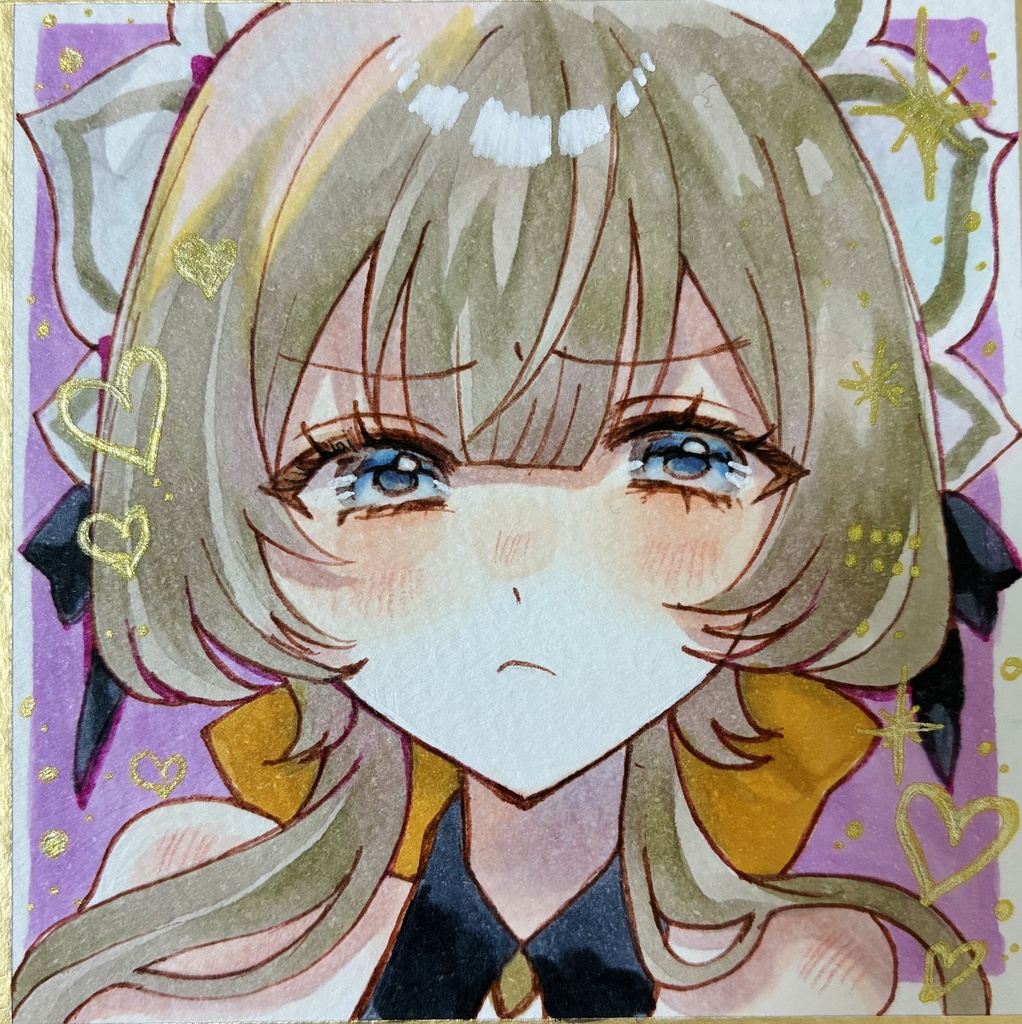 原神　ファンアート　手描きイラスト　サンドローネ　コロンビーナ