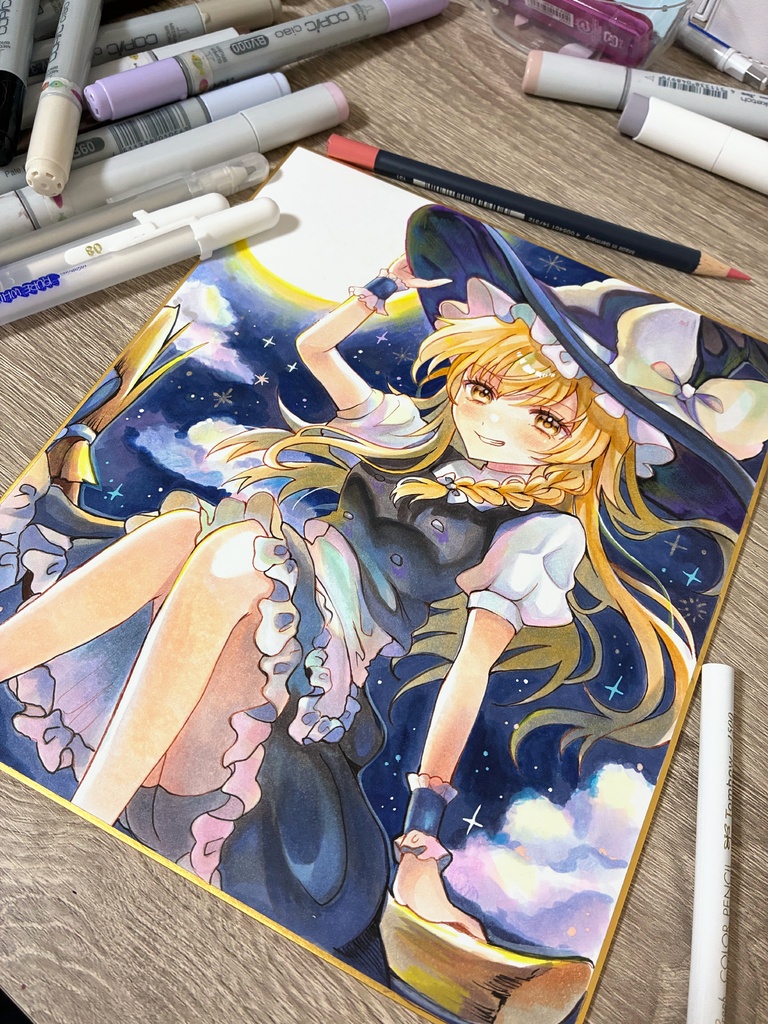 東方project 霧雨魔理沙 手描きイラスト ファンアート 二次創作