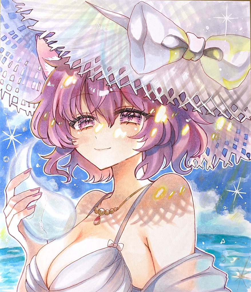 東方Project 西行寺幽々子 ファンアート 手描きイラスト 色紙 コピックイラスト