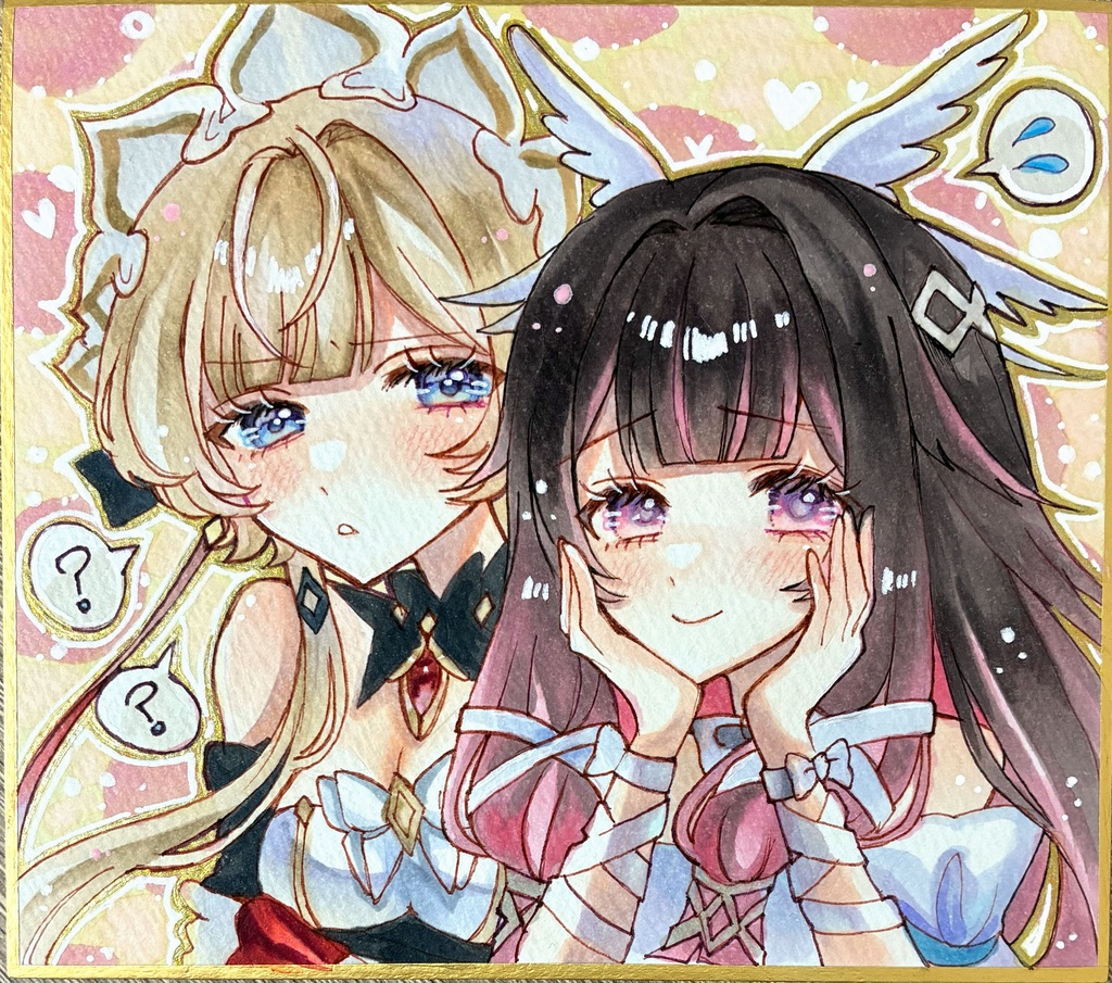 原神　ファンアート　コロンビーナ　サンドローネ　手描きイラスト　コピックイラスト　原画