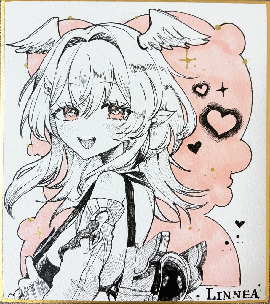原神 ファンアート 線画 リンネア 手描きイラスト