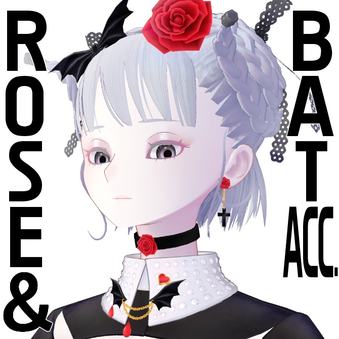 バラとコウモリのアクセサリーセット