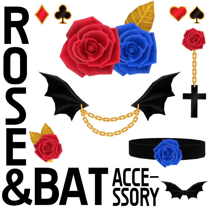 バラとコウモリのアクセサリーセット