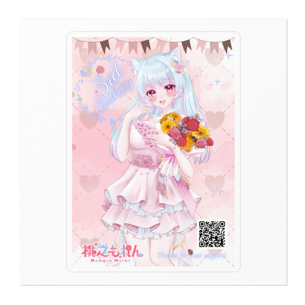 桃之もれん【3rd Birthday記念】 ステッカーA