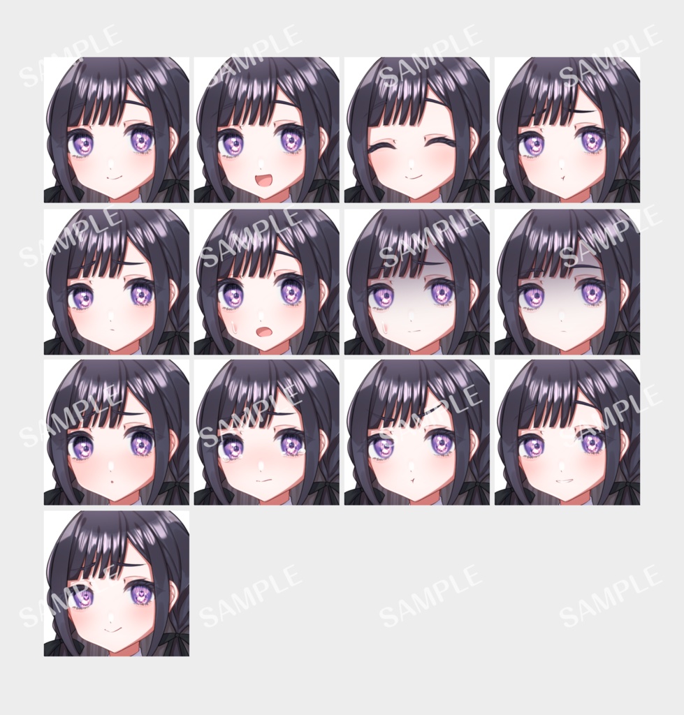 チェック柄ワンピースちゃん【カラー2種、表情13種】