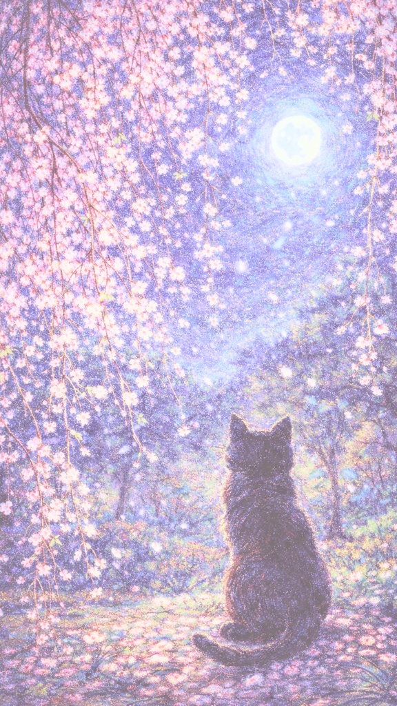 枝垂れ桜と月夜 |スマホ壁紙3枚セット