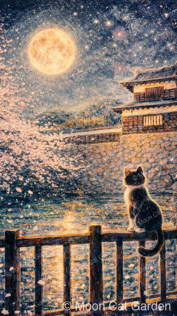 「星月夜の城 〜月猫の夢〜」 Starry Castle Night — A Moon Cat's Dream 3枚セット