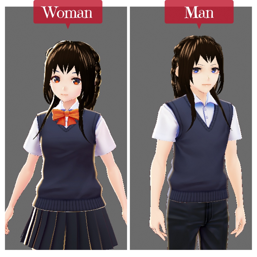 【VRoid用・obj形式・UnityPackageあり】三編みロング【ヘアプリセット】