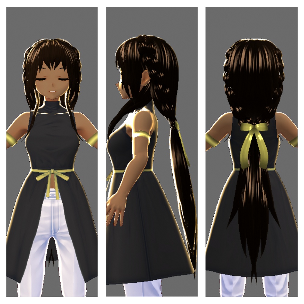 【VRoid用・obj形式・UnityPackageあり】三編みロング【ヘアプリセット】