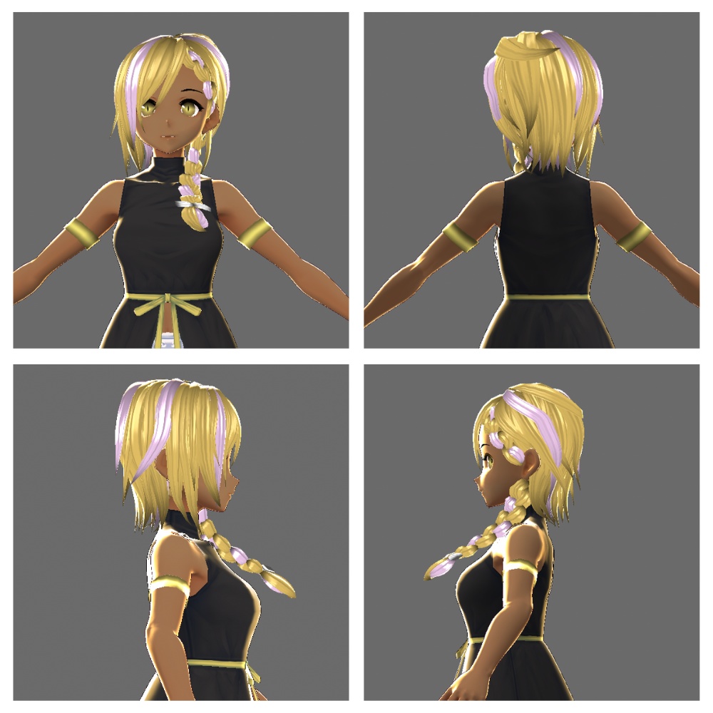 【VRoid用・obj形式・UnityPackageあり】三編みウルフ【ヘアプリセット】