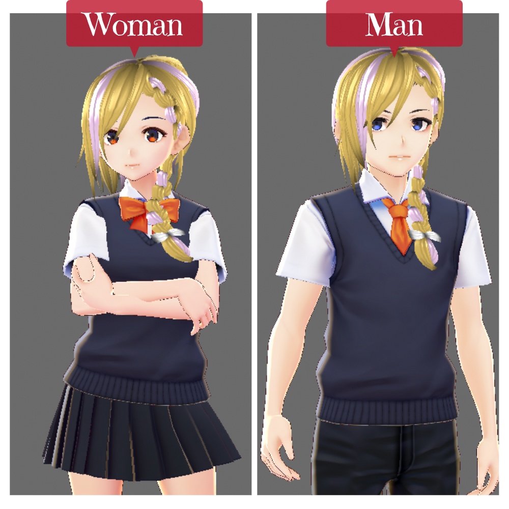 【VRoid用・obj形式・UnityPackageあり】三編みウルフ【ヘアプリセット】