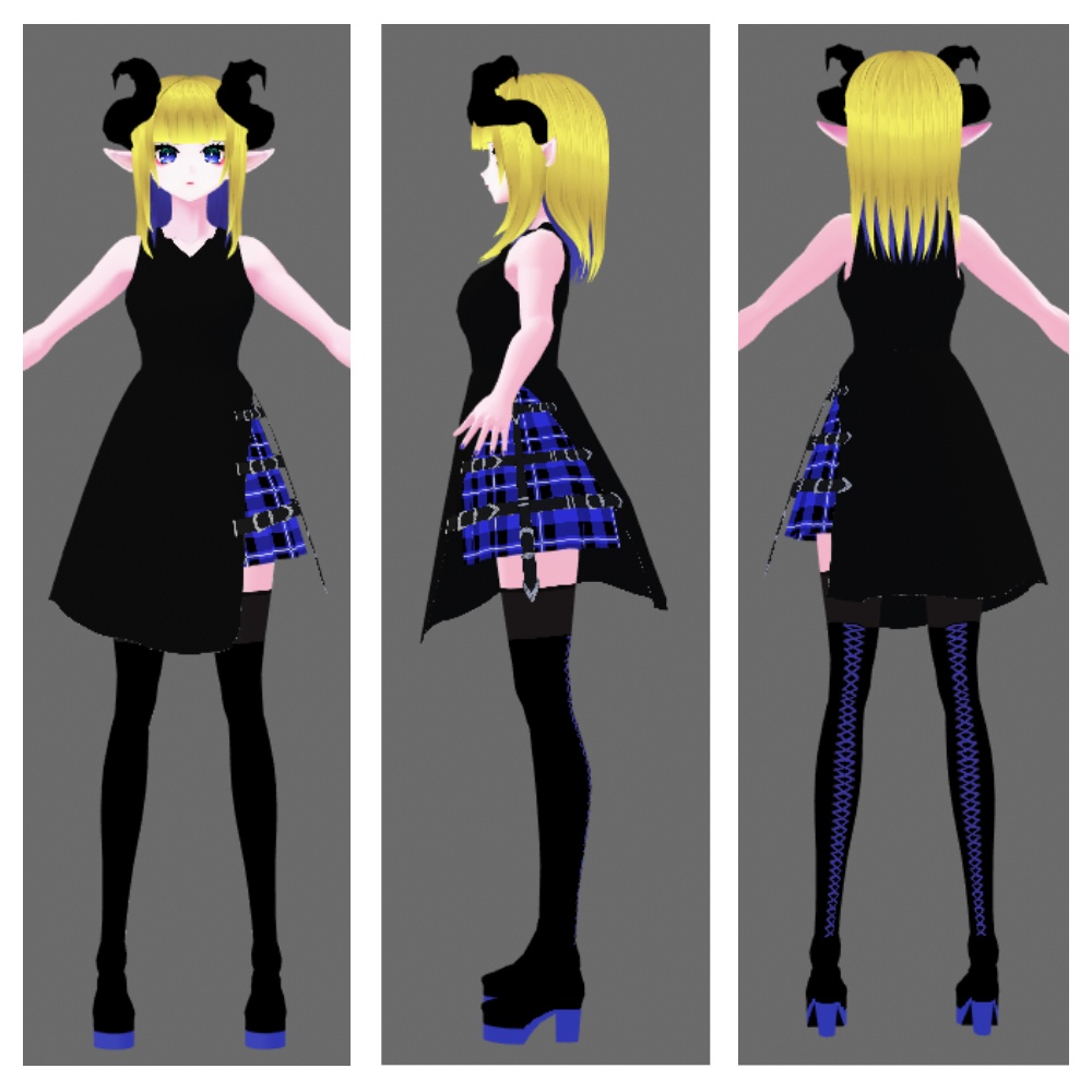 (PB/DB)お誕生日記念【HORN-ANGEL】ショートインナーカラー VRChat想定3Dアバター