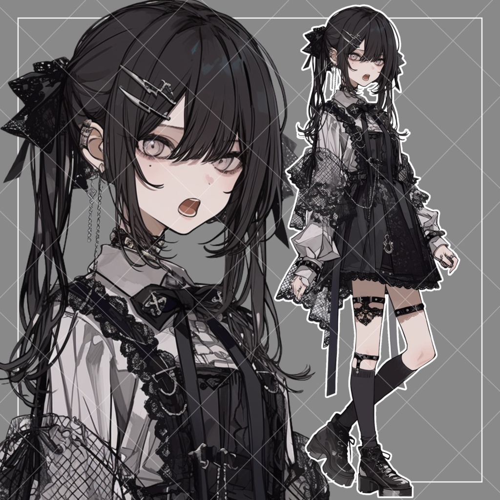 【立ち絵イラスト素材】黒っ娘 ／商用・加工・改変自由