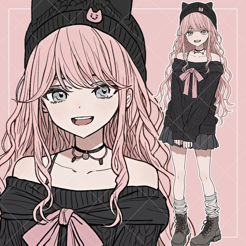 【立ち絵イラスト素材】ピンクっ娘 ／商用・加工・改変自由