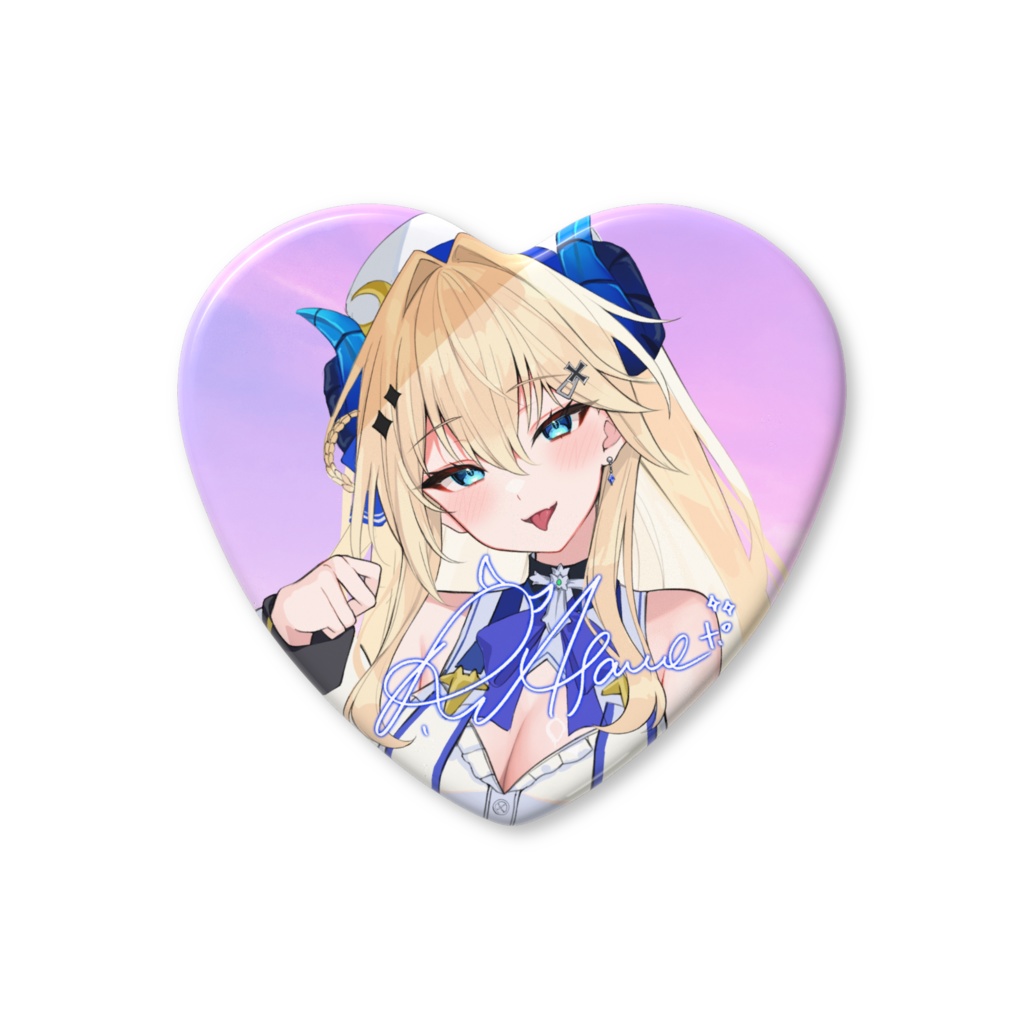  【龍宮あやめ】ハート型サイン入り缶バッチ