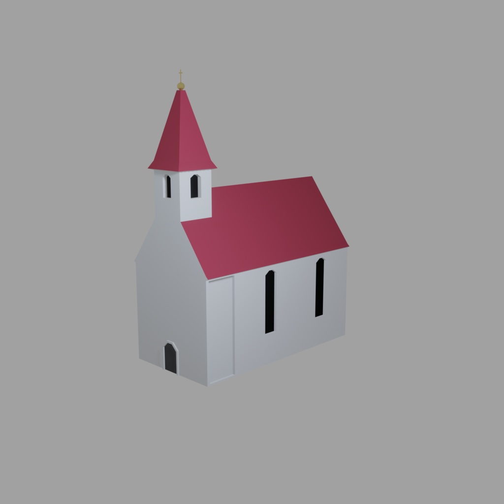 小さな教会の3Dモデル | 3D model of a small church [ローポリ/Low Poly]