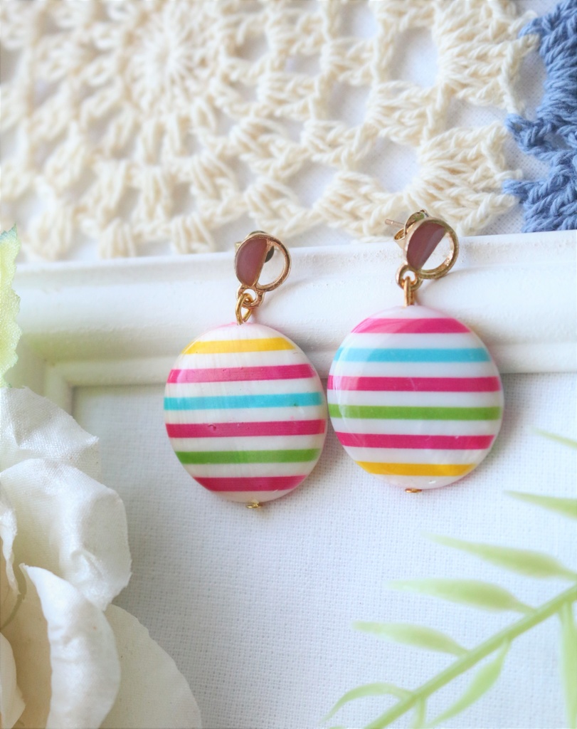 シェル ボーダーピアス 44