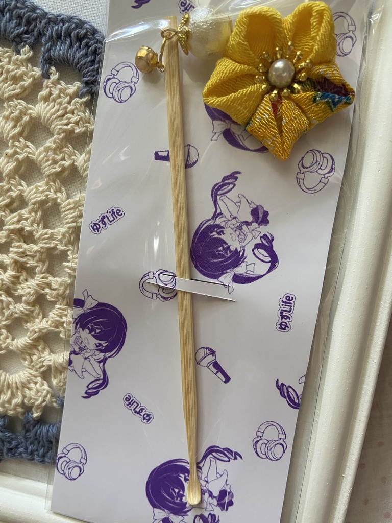 つまみ細工のお花　耳かき　黄色
