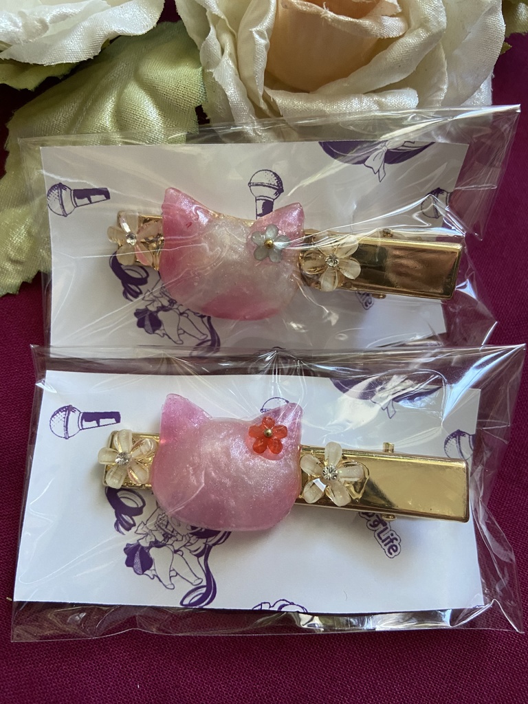 にゃんこちゃんのヘアクリップ