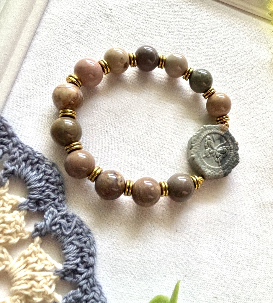優しさと癒しをまとう アラシャンメノウの守護ブレスレット N28