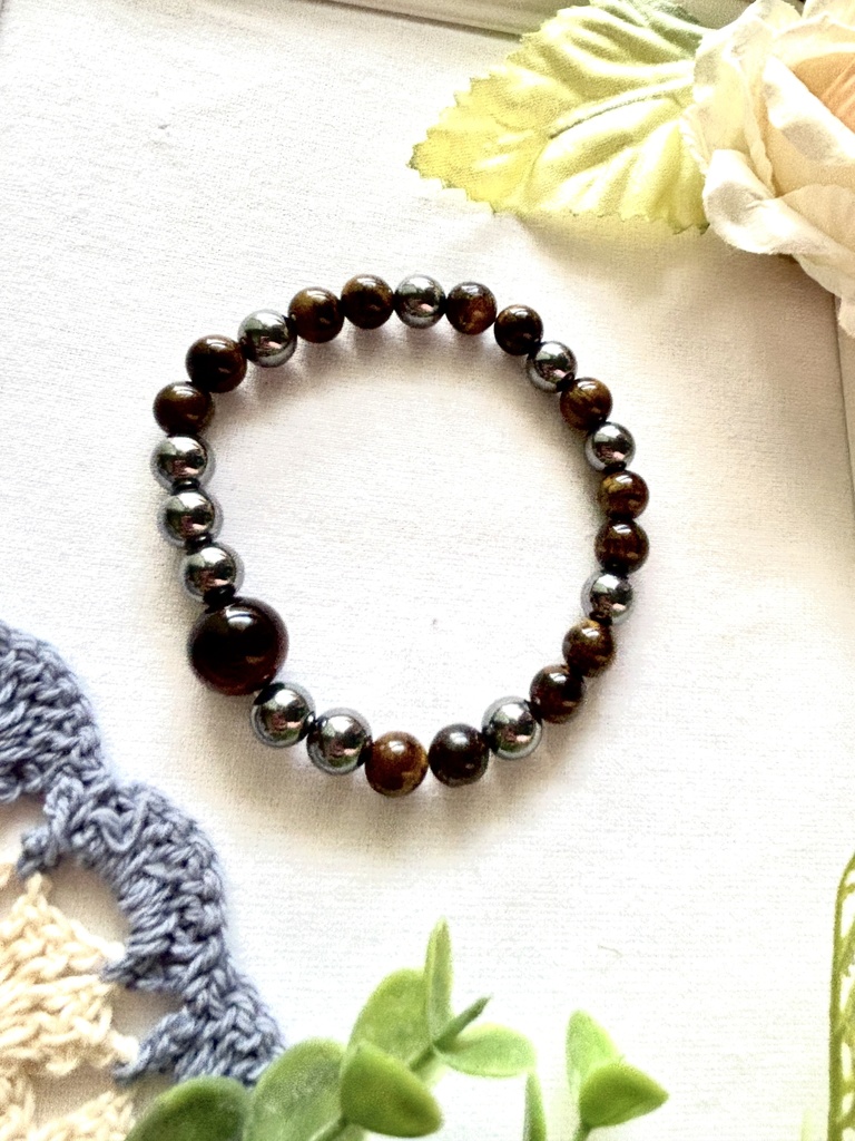 タイガーアイ×テラヘルツ 勝負運を引き寄せる黒鋼ブレスレット　N22