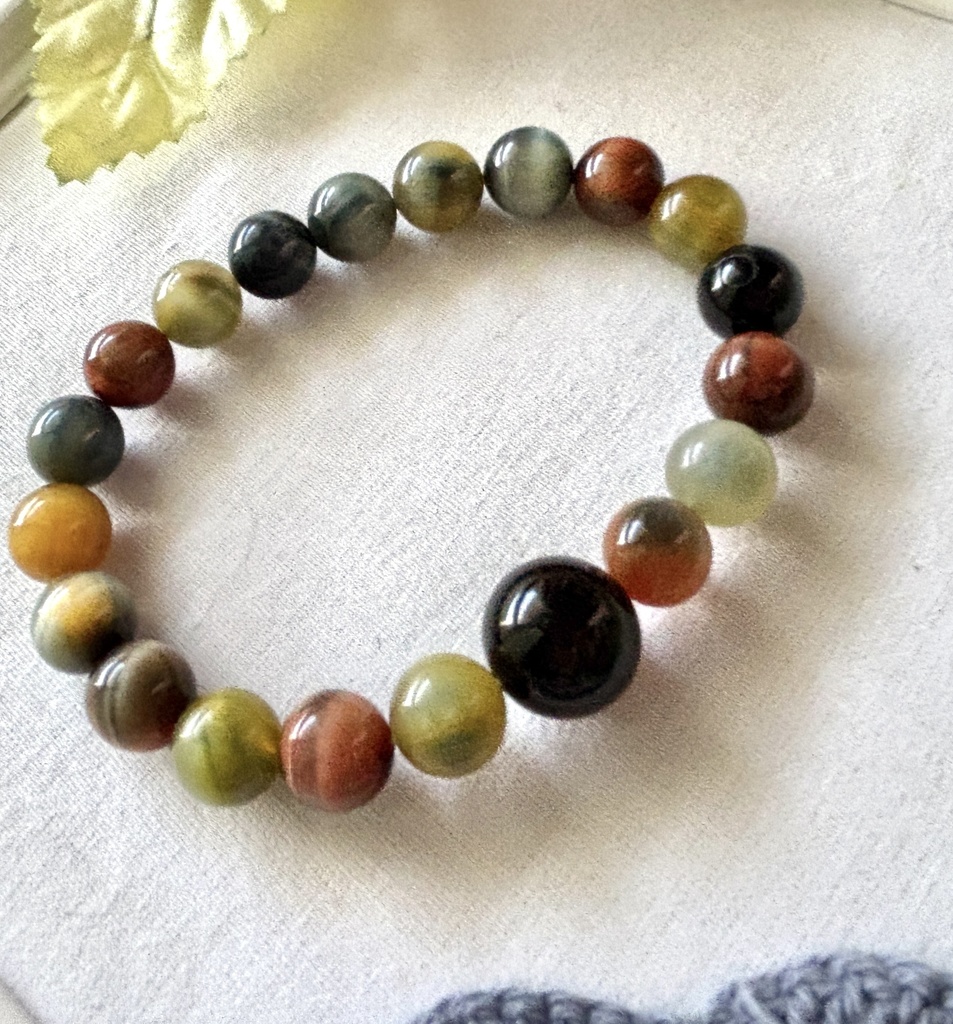 全方位の運を引き寄せる カラフルタイガーアイブレス  N33