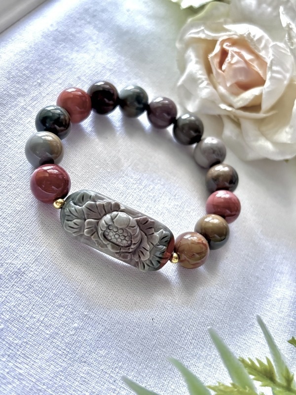 大地の調和を纏う 蓮花アラシャンアートブレスレット N8