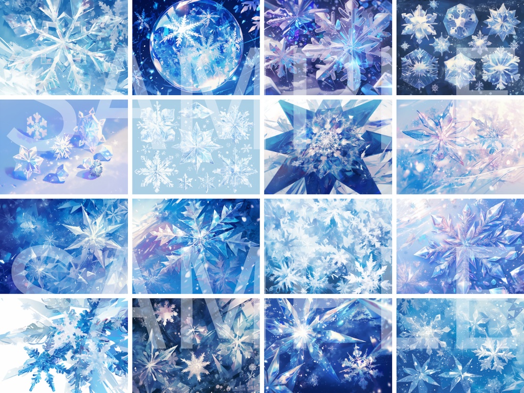 【背景素材】雪の結晶の背景素材100枚(比率4:3サイズ)