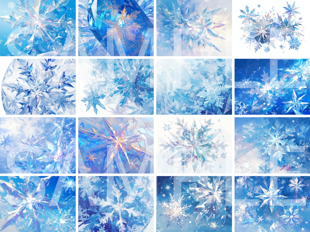 【背景素材】雪の結晶の背景素材100枚(比率4:3サイズ)