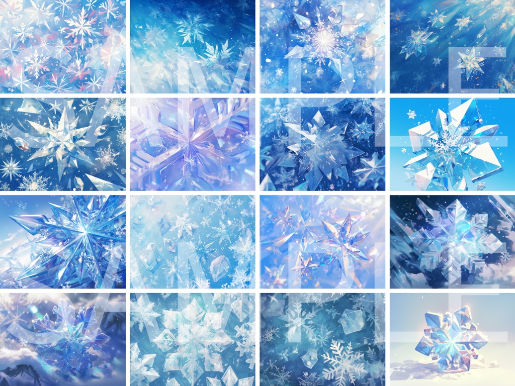 【背景素材】雪の結晶の背景素材100枚(比率4:3サイズ)